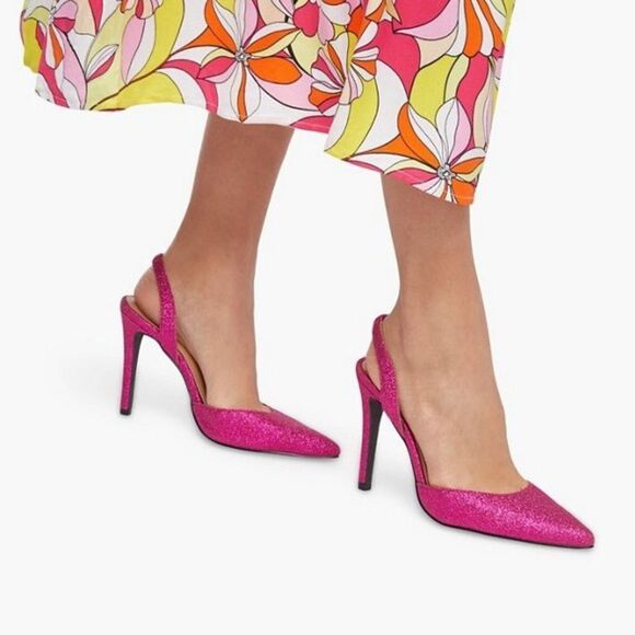 NIB JustFab Fuscia Giselle Sling Back Heels - Size 5.5 - Picture 5 of 16